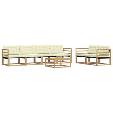 Vidaxl Zunanja garnitura za sedenje 7 szt. Bela in krem 79 x 79 x 37 cm
