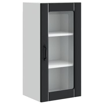 Vidaxl Stenski stekleni omarica PORTO Črna 40 x 31 x 80 cm