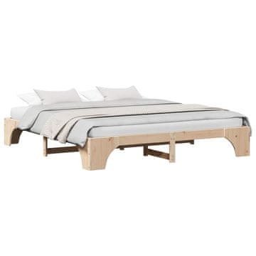 Vidaxl Konstrukcija postelje Naravna 200 x 200 cm Masivno borovo les