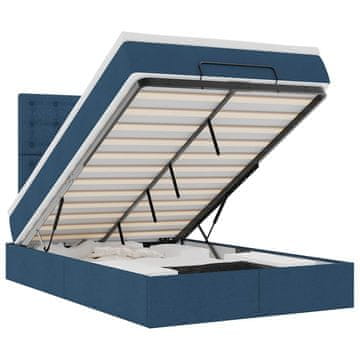 Vidaxl Otomanska postelja z vzmetnico &amp; LEDs modra 120x190 cm blago