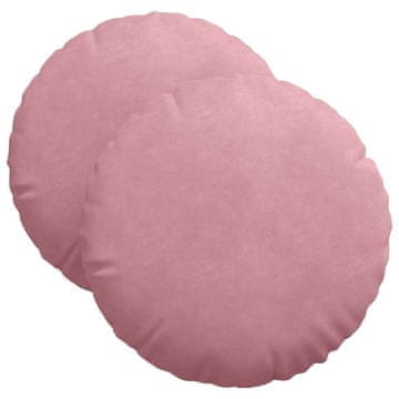 Vidaxl Sedežne blazine 2 szt. Roza Ø 40 x 13 cm Žamet