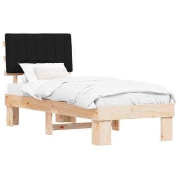 Vidaxl Posteljni okvir z oblazinjenim vzglavjem Črna 80 x 200 cm