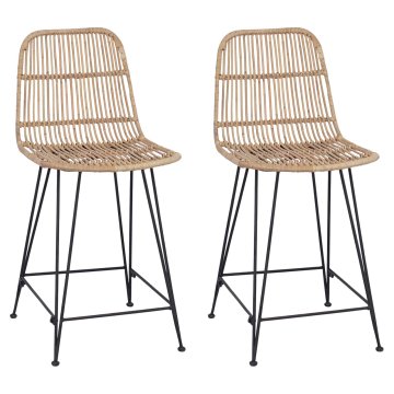 Vidaxl Barski stol 2 kos Naravna 44 x 54 x 96 cm Rattan in jeklo