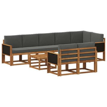 Vidaxl Zunanja garnitura za sedenje 9 szt. Naravna in antracitna