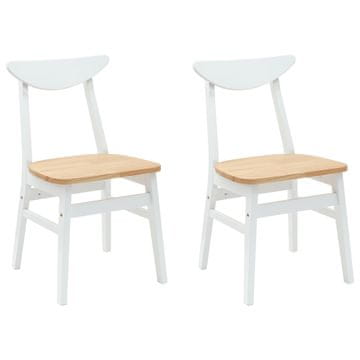 Vidaxl Jedilni stoli 2 szt. Bela 42 x 47,5 x 81 cm Masivno gumovo les