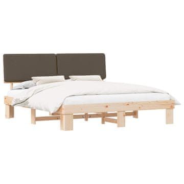 Vidaxl Posteljni okvir z oblazinjenim vzglavjem Taupe 180 x 200 cm