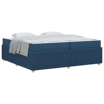 Vidaxl Konstrukcija postelje z vzmetnico Modra 200 x 200 cm blago