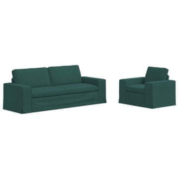 Vidaxl Kavčna garnitura 2 szt. Temno zelena 222 x 80 x 82 cm blago