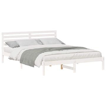 Vidaxl Konstrukcija postelje Bela 160 x 220 cm Masivno borovo les