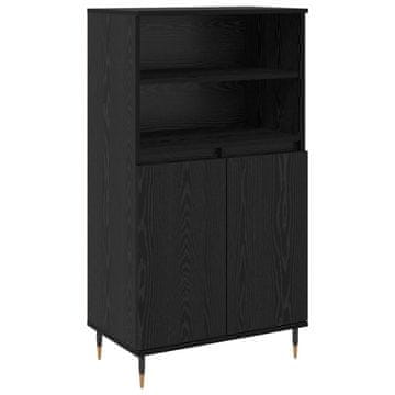 Vidaxl Visok predalnik Črna 60 x 36 x 110 cm Konstruiran les