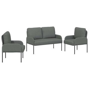 Vidaxl Sedežne garniture 3 szt. Temno siva 115 x 56 x 80 cm Vezani les
