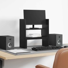 Vidaxl Stojalo za monitor na mizi Črna Orehovina 40 x 17 x 41 cm