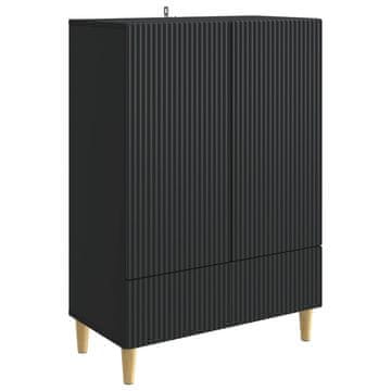 Vidaxl Strani šal s predalom Črna 66 x 34,5 x 95 cm Inženirski les