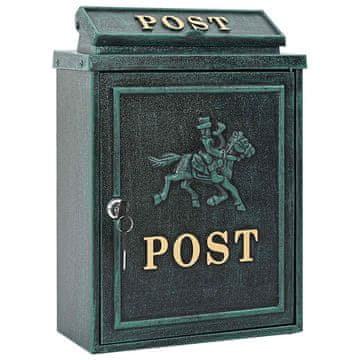 Vidaxl Stenska Poštna Škatla Zelena 29 x 13 x 41 cm Lit aluminij