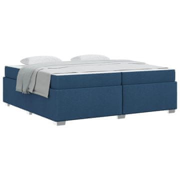 Vidaxl Konstrukcija postelje z vzmetnico Modra 200 x 200 cm blago
