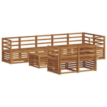 Vidaxl Sedežne garniture 9 szt. Naravna Masiven les akacije