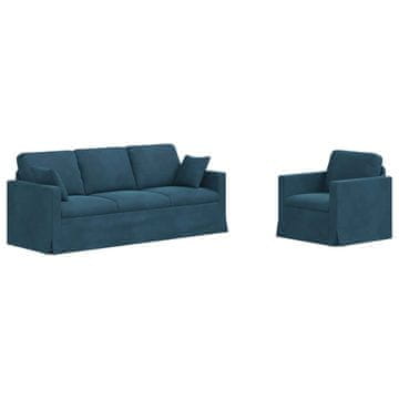 Vidaxl Kavčna garnitura 2 szt. Modra 198 x 78 x 80 cm Žamet
