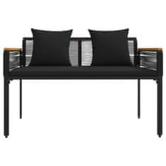 Vidaxl Zunanja klop z blazino Črna 117 x 54 x 74.5 cm poli ratan