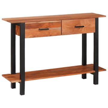 Vidaxl Konzolna miza s predalom Rjava in črna 110 x 30 x 75 cm
