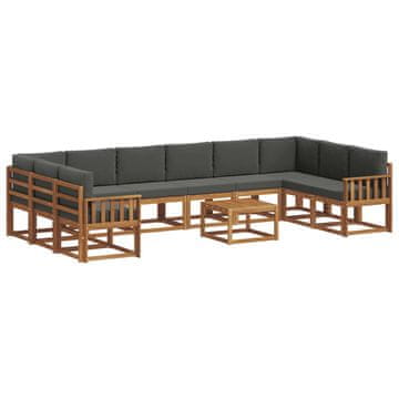 Vidaxl Zunanja garnitura za sedenje 11 szt. Naravna in antracitna
