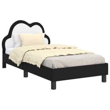 Vidaxl Otroški posteljni okvir z vznožjem Črna 80 x 160 cm PU