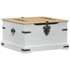 Vidaxl storage box s polico Bela 78 x 78 x 45 cm Masivno borovo les