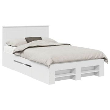 Vidaxl Konstrukcija postelje Bela 137 x 203 cm Konstruiran les