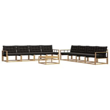 Vidaxl Zunanja garnitura za sedenje 9 szt. Bela in črna 79 x 79 x 37 cm