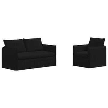 Vidaxl Kavčna garnitura 2 szt. Črna 156 x 82 x 85 cm Blago