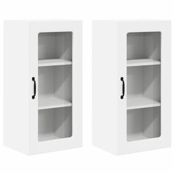 Vidaxl Stenski stekleni omarica PORTO 2 szt. Bela 40 x 31 x 80 cm