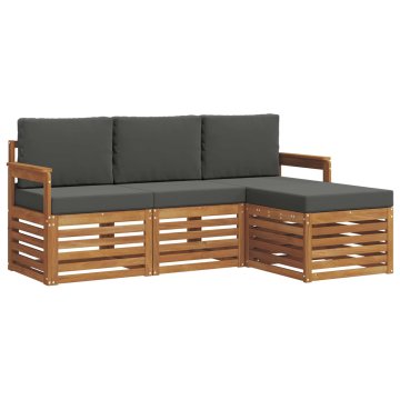 Vidaxl Zunanja garnitura za sedenje 4 szt. Naravna in antracitna