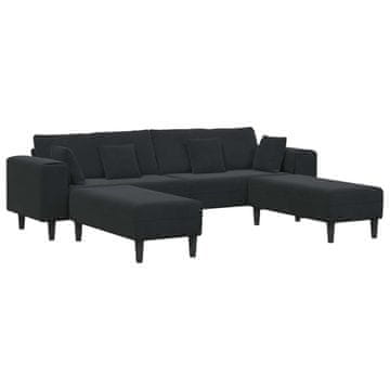 Vidaxl Kavč 3 szt. Črna 250 x 188 x 76 cm Žamet