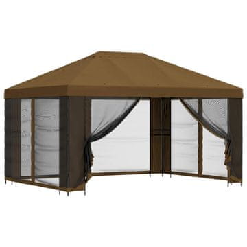 Vidaxl Vrtni gazebo s stranskimi stenami 4 × 3 m Taupe