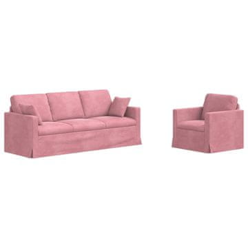 Vidaxl Kavčna garnitura 2 szt. Roza 198 x 78 x 80 cm Žamet