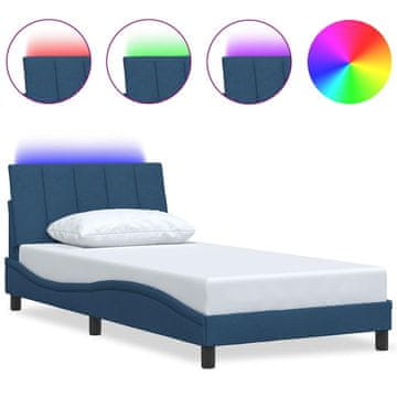 Vidaxl Posteljni okvir brez vzmetnice Hanko Modra 100x200cm Tkanina