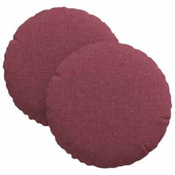 Vidaxl Sedežne blazine 2 kos Blago Vinorodna rdeča Premer 30 x 13 cm
