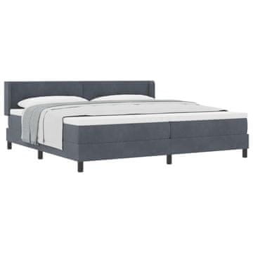 Vidaxl Postelja z vzmetnico z vzglavjem Temno siva 200 x 200 cm Žamet