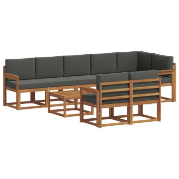 Vidaxl Zunanja garnitura za sedenje 9 szt. Naravna in antracitna