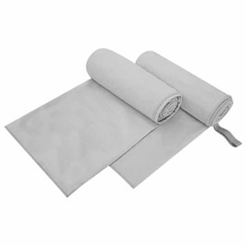 Vidaxl Športne brisače 2 szt. Siva 200 x 100 cm Poliester in poliamid