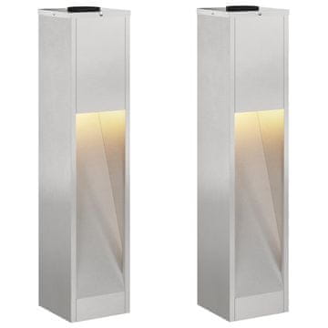 Vidaxl Sončna LED svetilka za pot 2 szt. srebrna Nerjaveče jeklo
