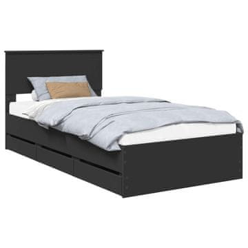 Vidaxl Konstrukcija postelje Črna 100 x 200 cm Inženirsko leseno