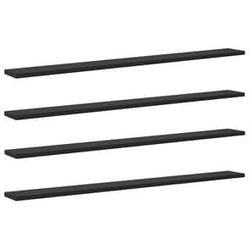 Vidaxl Polica za knjige 4 szt. Črna 100 x 10 x 1,5 cm Konstruiran les