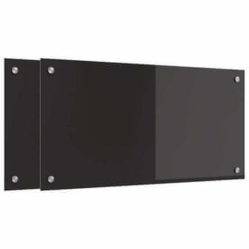 Vidaxl Kuhinjski panel 2 szt. Črna 80 x 40 cm kaljeno steklo