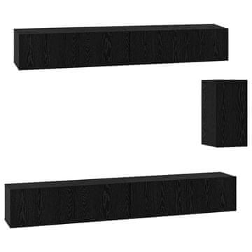 Vidaxl Stenski TV kabinet 3 szt. 100 x 30 x 30 cm Črna Orehovina