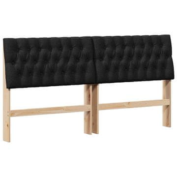Vidaxl Tapecirano vzglavje Črna 180 cm Masivno borovo les