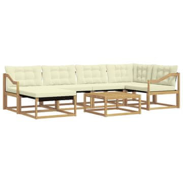 Vidaxl Zunanja garnitura za sedenje 7 szt. Bela in krem 79 x 79 x 37 cm