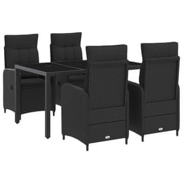 Vidaxl Zunanja jedilnica 5 szt. Črna 150 x 90 x 75 cm poli ratan