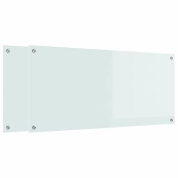 Vidaxl Kuhinjski panel 2 szt. Bela 110 x 50 cm kaljeno steklo