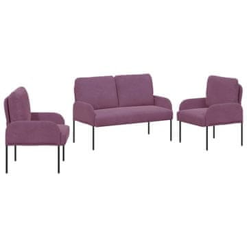 Vidaxl Sedežne garniture 3 szt. Vijolična 115 x 56 x 80 cm Vezani les
