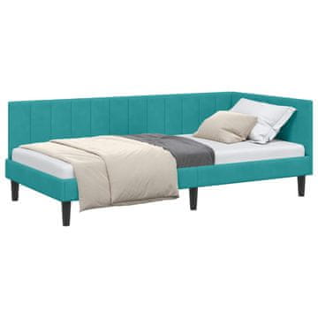 Vidaxl Kotna postelja z vzglavjem Turkizna 90 cm x 190 cm Žamet